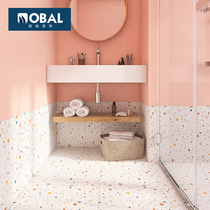Tile toilet terrazzo 600x600 guest restaurant bedroom floor tile personality floral ins Net red tile