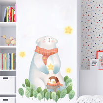 Creative bedroom room wall warm bear wall stickers wallpaper self-adhesive wall decoration stickers creative dormitory stickers