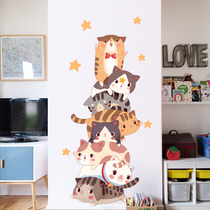 Cute cat door stickers wall decoration wallpaper self-adhesive stickers girl heart bedroom room warm layout wall stickers