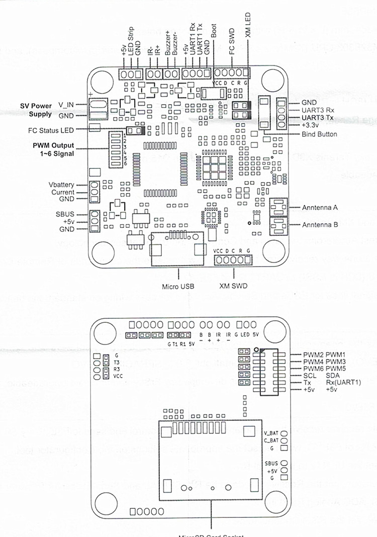 frsky 睿思凯 xmpf3e 小四轴穿越机f3飞控集成xm plus接收机一体