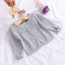 Baby cardigan pure cotton 1-year-old girl small coat Baby sweater 3 months newborn princess outside the spring and autumn outfit