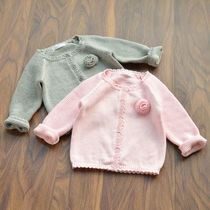 2021 new spring girls knitted cardigan baby jacket 1-3 years old baby sweater pure cotton 6-12 months