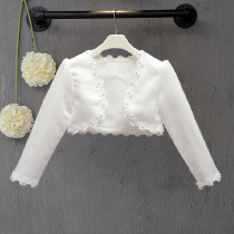 Girls Long Sleeve Shawl Autumn thin style Shawl Girls Princess Dress Small Coat Baby white short outer cardigan