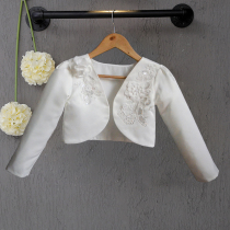 Girls Wedding dress Small Shawl Medium Large Child Princess dress Long sleeve Outer cape cardigan Flower girl white coat