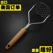 Stainless steel potato puree potato sweet potato fruit masher wooden handle non-slip foreign kitchen exchange