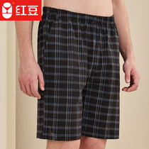 Red bean (100% cotton) summer loose simple check beach shorts mens pajamas homewear pajamas pajamas