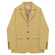 Yellow Homemade Superior Sensation Yellow Suit Jacket Woman Spring Autumn New Korean Version Design Sensation Little Western Suit