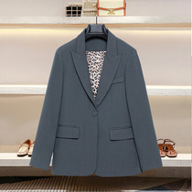 Womens small suit jacket small man 2021 autumn Korean version of small loose college style net red design gray small suit