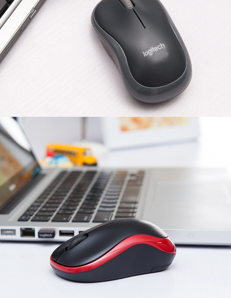 罗技m186 无线鼠标 usb电脑2.4g办公光电无线鼠标 蓝黑 usb