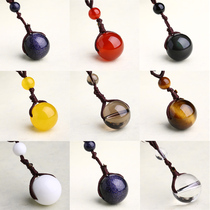 Crystal file new natural obsidian accessories Red Agate pendant mens and womens money pendant tea white crystal necklace jewelry