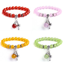 Crystal stalls new fashion black agate chalcedony bracelet womens Korean version of Joker jewelry bracelet this year accessories