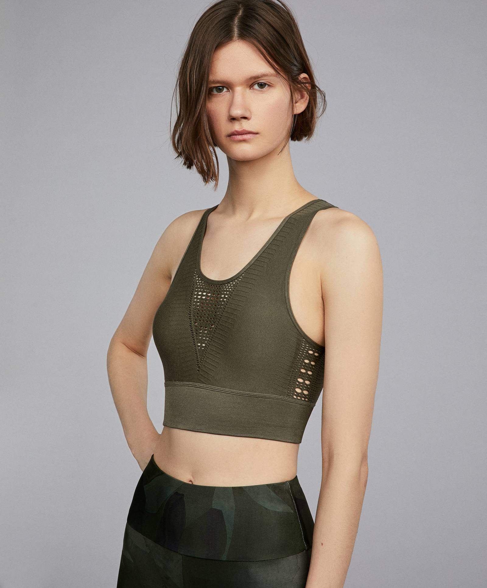 oysho 薄款无钢圈中支撑度背心式运动文胸运动内衣夏 32972213551