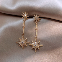 2019 new trendy womens eight-pointed star earrings earrings temperament long earrings fashion wild Korean earrings silver earrings