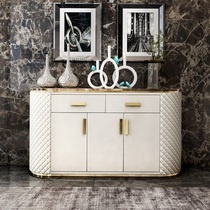 Solid wood dining side cabinet Marble light luxury wind living room foyer cabinet modern simple Hong Kong-style side cabinet home decoration cabinet
