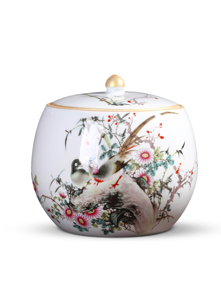 Jingdezhen ceramic tea pot storage tank region of 7 pieces of tea cake box of large tea barrel storage sealed POTS