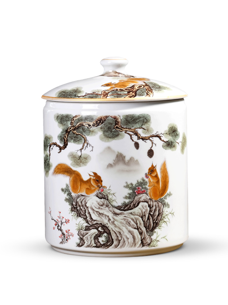 Jingdezhen ceramic pot of tea caddy fixings big yards seal pot large household storage tank puer tea cake storage tanks