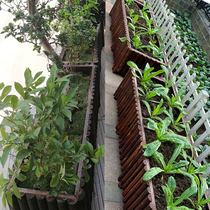 Outdoor garden anti-corrosion wood flower box Household balcony vegetable box carbonized solid wood flower pot large rectangular planting box