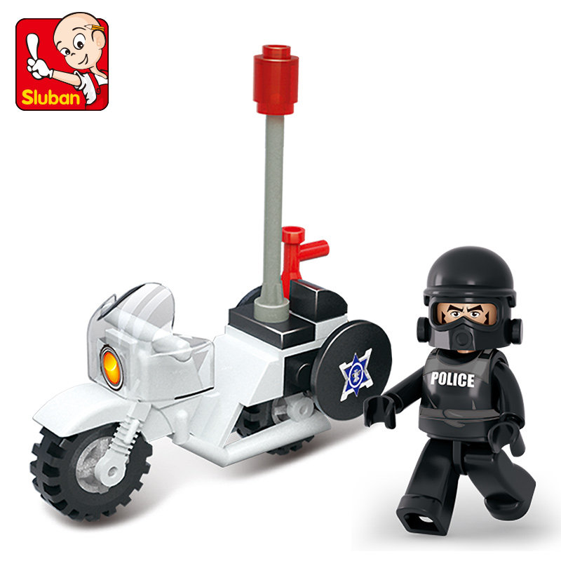 快乐小鲁班积木拼装玩具积木迷你摩托车儿童益智拼插玩具