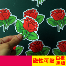 Rose Flower Lovely Magnetic Sticker Teacher Teaching Magnetic Power Magnetic Posted Black and White Plate Magnetic Refrigerator