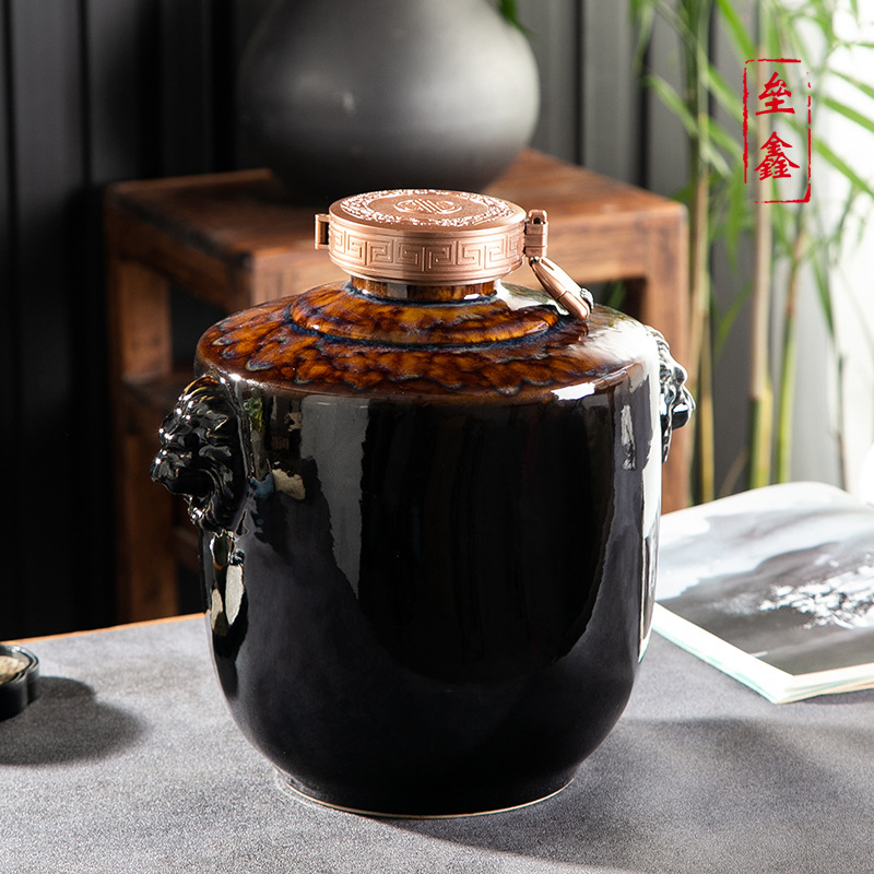 Jingdezhen ceramic household seal wine jar hoard 3/5/10/20/30 jin hip flask the an empty bottle mercifully wine