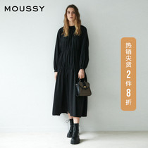 MOUSSY spring new temperament small round neck French lantern sleeve dress 010DAW30-8000