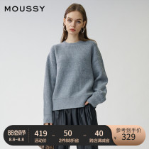 MOUSSY spring and autumn new product simple solid color round neck loose casual sweater 010DAG70-5590