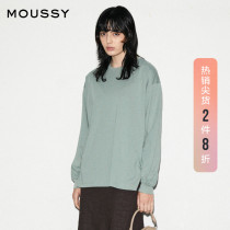 MOUSSY spring and autumn new simple solid color crew neck loose casual long-sleeved T-shirt 010DAW80-5090