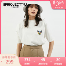 MOUSSY 2021 SPRING and SUMMER NEW product PROJECT U round neck printing short-sleeved T-shirt women 010ESN90-1240