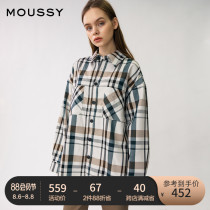 MOUSSY spring and autumn new lapel pocket plaid single breasted casual shirt female 028da530-5280