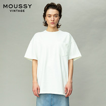 MOUSSY Vintage Spring and Autumn new round neck loose casual short-sleeved T-shirt 028BAN80-7000