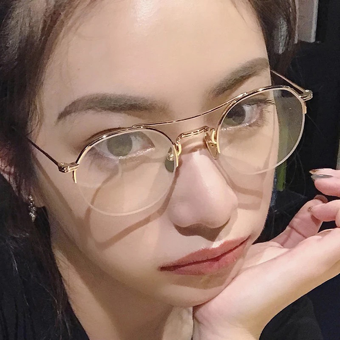 复古韩版潮眼镜框架金属圆框近视金色平光女文艺潮 可配近视眼睛_7折