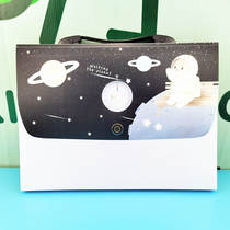 Astronaut Money Creative Students A4 Data Book Costume Paper Copper Buckle Organ pack Multi-layer folder Handmade Paper Bag