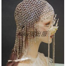 Belly dance bar nightclub female singer djds beaded exaggerated costume modern dance headdress tassel hat bead hat