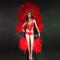 Samba costume team commercial performance etiquette model catwalk show exaggerated atmosphere feather sexy personality stage costume female
