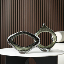 European modern light luxury smoke gray creative bubble pattern abstract glass ornaments model room home soft decoration