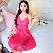 Pajamas woman summer ice wire 2021 hollow hot sexy skirt and sexy dress Han edition lady hanging sleeping skirt
