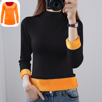 Long sleeve warm underwear Womens autumn winter 100 hitch up and down thickened beating undershirt girl with high collar blouses