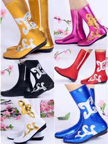 Tibetan performance boots Minority Mongolian boots for men and women black and white red elastic high tube square catwalk dance boots