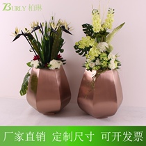Profiled Hotel Floral Electroplating Ancient Bronze Flower Pot Foyer Hall Display Square Flower Box Mall Swing Accessories Modern