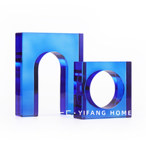 First modern simple geometric blue crystal square decoration model room bookcase arch soft decoration decoration