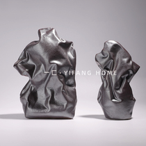 First modern new Chinese bag ceramic ornaments special-shaped flower vase model room club sales office soft decoration