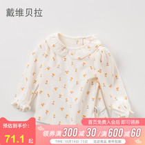 David Bella girls T-shirt base shirt autumn new foreign baby sweet cherry print long sleeve T-shirt Cotton