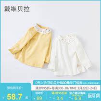 Davibella girls long-sleeved T-shirt spring new pure cotton children beating undershirt adorable female baby foreign air blouse