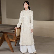 Chinese style retro Tang dress jacket female spring and autumn Chinese style Chinese wind Han clothes improved version qipao blouses Zen Serie tea literature