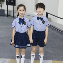 Primary school uniforms suit children Inléon Wind striped class uniforms College performance Graduation photos Kindergarten Garden Costume Summer