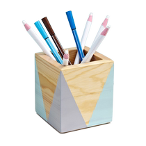 Solid wood pen holder student desktop storage creative ornaments personality square pine decorative book table table table stationery pen insert