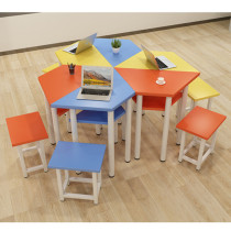 Kindergarten School Care Center Tutorial Class Table and Chair Elementary Six-Side Color Learning Training Combination Table