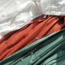 Green Lotus Church Full-Page Three-color Satin Dress 100 Rosemary 100 Pleated Mati Hanfu Tailored to the Song Ming Dynasty