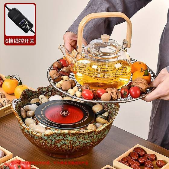 겨울에 난로에서 차 요리를위한 가정용기구 실내 실내 구운 차 난로 캔 및 우유 대용량 유리 요리 찻 주전자 세트 겨울에 난로에서 차 요리를위한 가정용기구 실내 실내 구운 차 난로 캔 및 우유 대용량 유리 요리 찻 주전자 세트