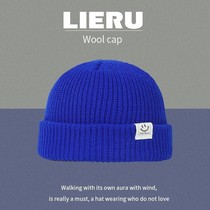 Klein Blue Hat Winter Female Student Korean Japanese Hat Smiling Face Melon Skin Men's Cold Hat ins Tide Knitted Hat Tide
